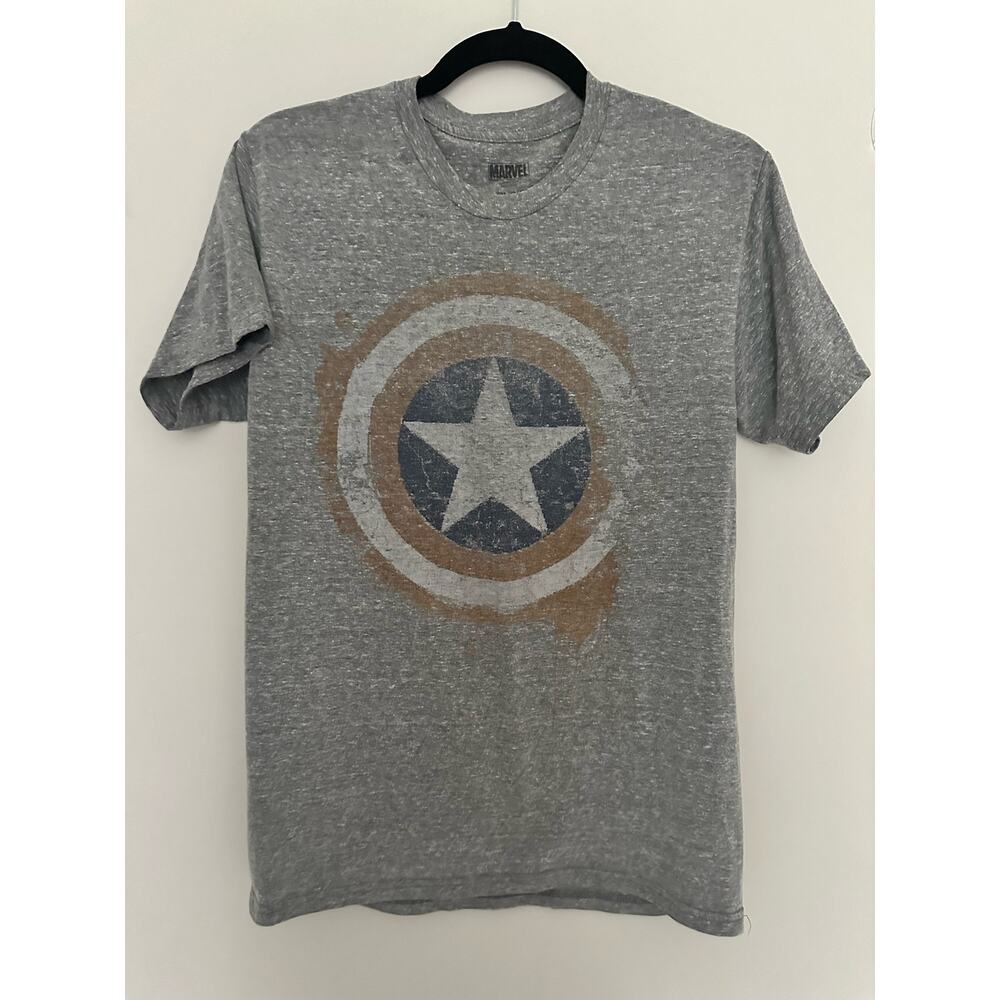 Marvel Graphic Tee Shield Small T-Shirt Logo Licensed Soft Gray Unisex Men Women